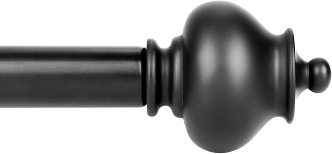 SZXIMU Curtain Rod 1 Inch Single Drapery Rods for Windows with Gourd Finials, 36-72", Black | Amazon (US)