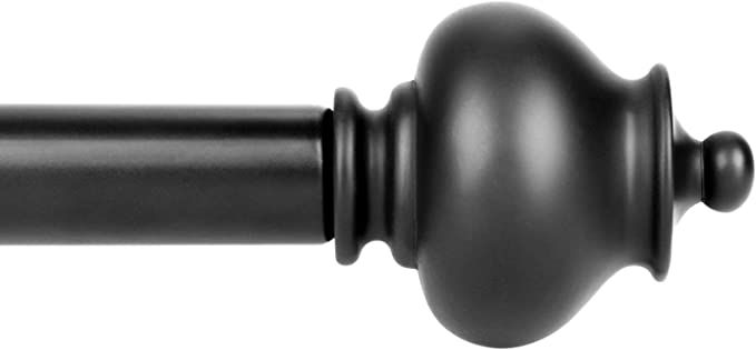 SZXIMU Curtain Rod 1 Inch Single Drapery Rods for Windows with Gourd Finials, 36-72", Black | Amazon (US)