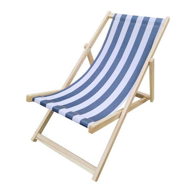Hassch Beach Sling Chair Patio Lounge Chairs, Wooden Foldable Adjustable Sling Chair, Natural | Walmart (US)