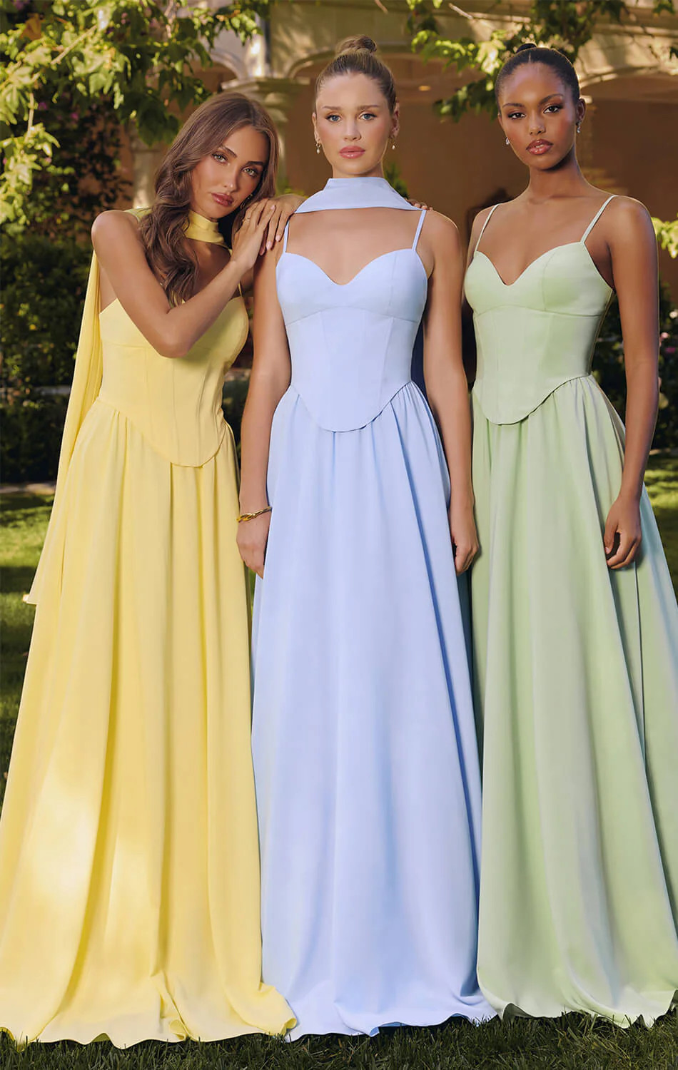 EFFIE GOWN - A-LINE CHIFFON DRESS WITH SCARF | Lady Black Tie