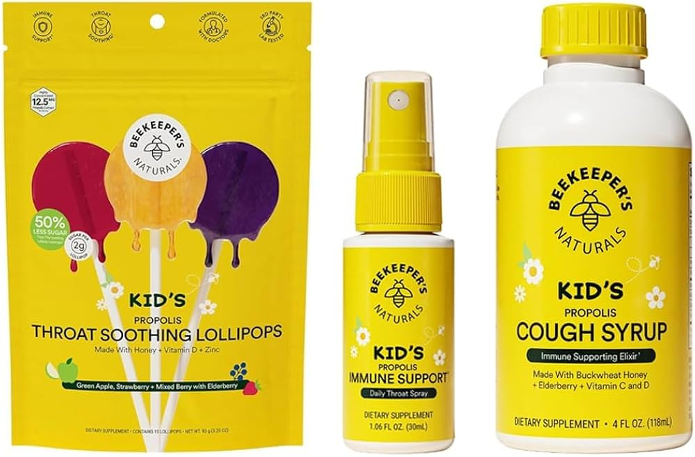 Beekeeper's Naturals Kid's Immune Support Essentials | Kid's Propolis Throat Spray - Propolis Hon... | Amazon (US)