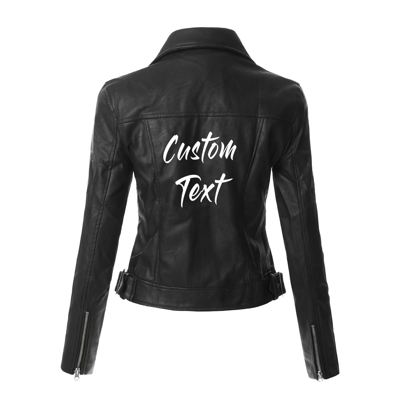 CUSTOM TEXT Black Leather Crop Jacket Personalize Black Moto | Etsy | Etsy (US)
