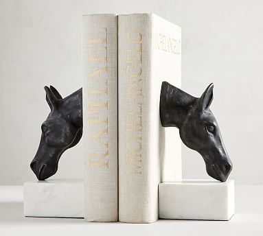 Bronze Horse &amp; Marble Bookends | Pottery Barn (US)