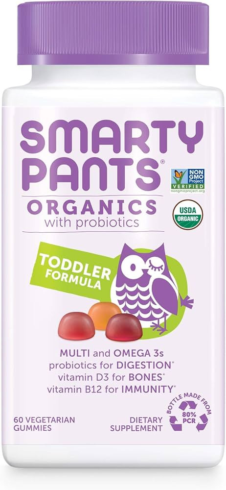 SmartyPants Organic Toddler Multivitamin, Daily Gummy Vitamins: Probiotics, Vitamin C, D3, Zinc, ... | Amazon (US)