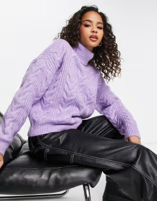 Vero Moda cable knit jumper in lilac | ASOS (Global)