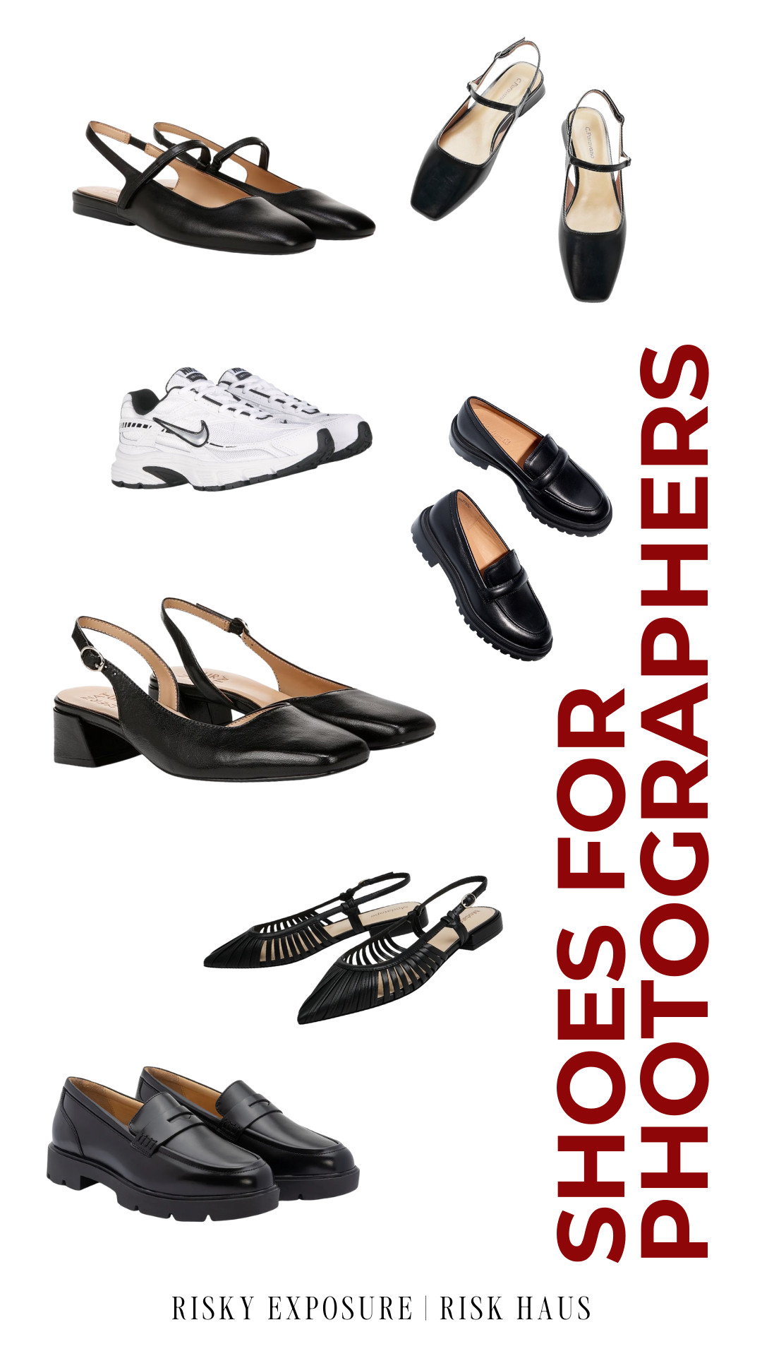 Comfort is key when you're going to be on your feet all day. Naturalizer has a reputation for making stylish but super comfortable shoes, and The Walking Store is another go-to for all-day wear. Of course you can never go wrong with sneakers - I wear the Nike ones linked 9 times out of 10 - but sometimes you want a little extra elevation for weddings or when your outfit calls for something more polished, so I included some options that look stylish without sacrificing comfort. 

 