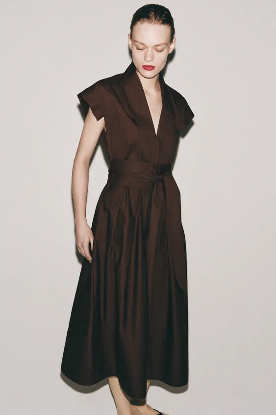 ZW COLLECTION POPLIN PLEATED DRESS | Zara UK