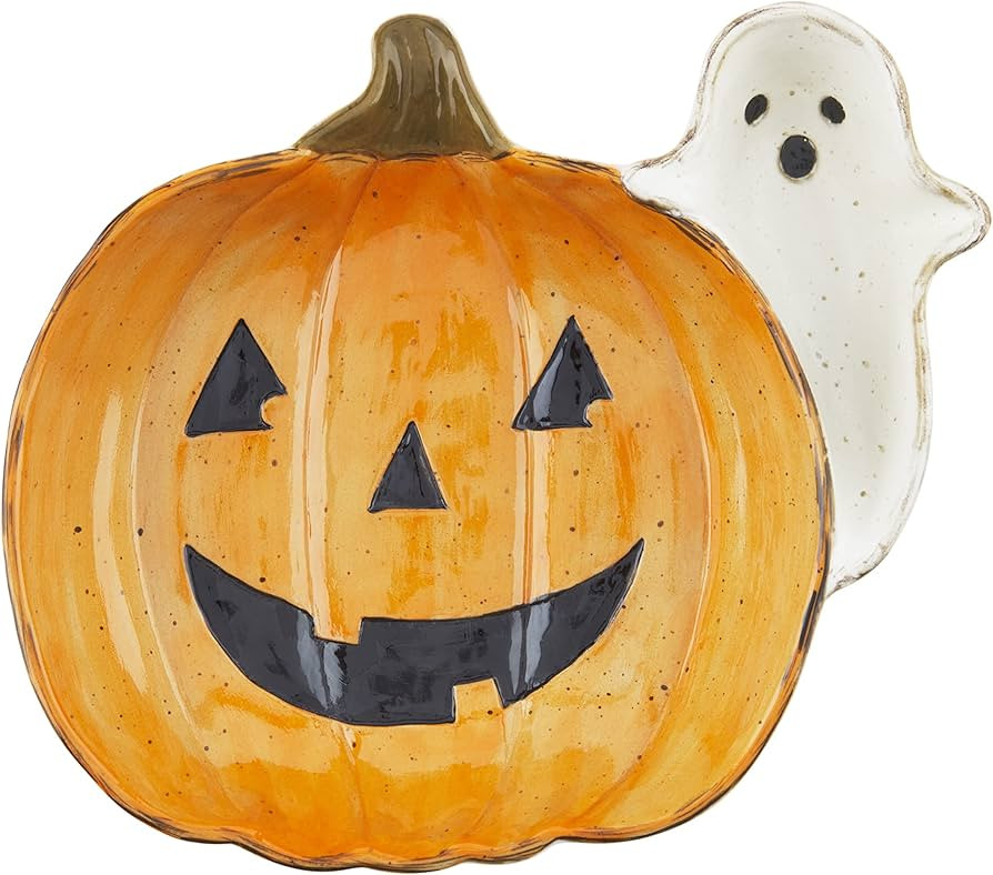 Mud Pie Halloween Chip and Dip Bowl, Pumpkin and Ghost, 9" x 11" | Amazon (US)