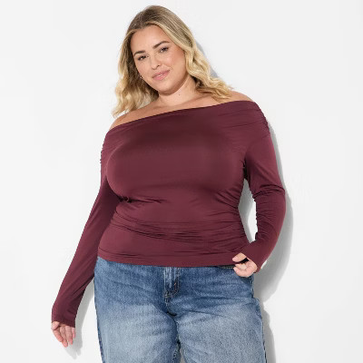 Women's Long Sleeve Synthetic Off the Shoulder Party Top - Wild Fable™ | Target