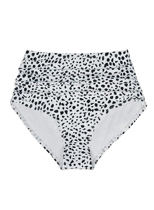 Ranphee Black High Waisted Bikini Bottoms Ruched Full Coverage Plus Size Swim Shorts | Amazon (US)