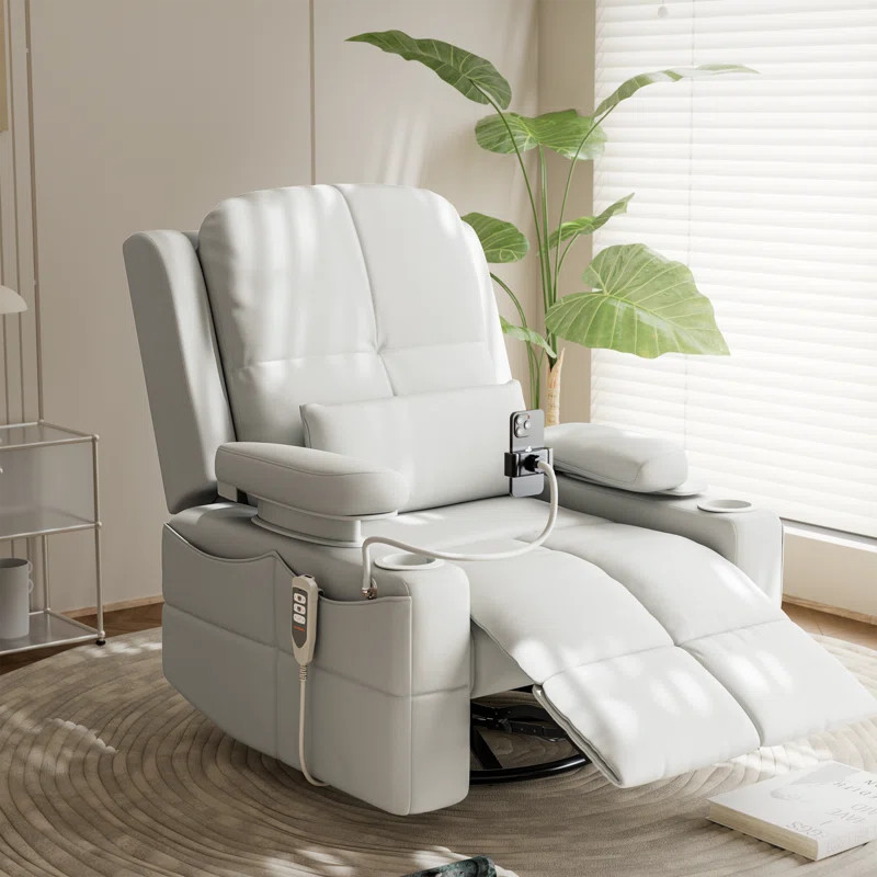 Electric Power Adjustable Armrests Swivel Rocking Chair Reclining Glider With USB Charge and Phon... | Wayfair North America