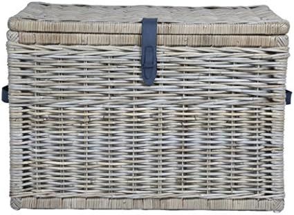 The Basket Lady Deep Wicker Storage Trunk, X-Large, 30 in L x 21 in W x 20.5 in H, Serene Grey | Amazon (US)