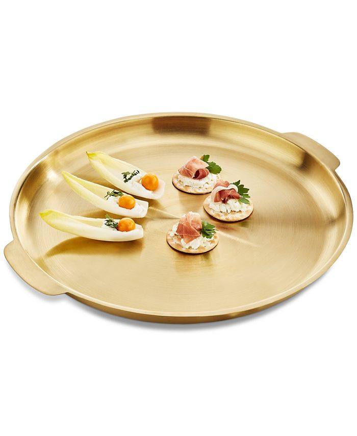 Martha Stewart Collection Gold-Tone Round Tray, Created for Macy's & Reviews - Serveware - Dining... | Macys (US)