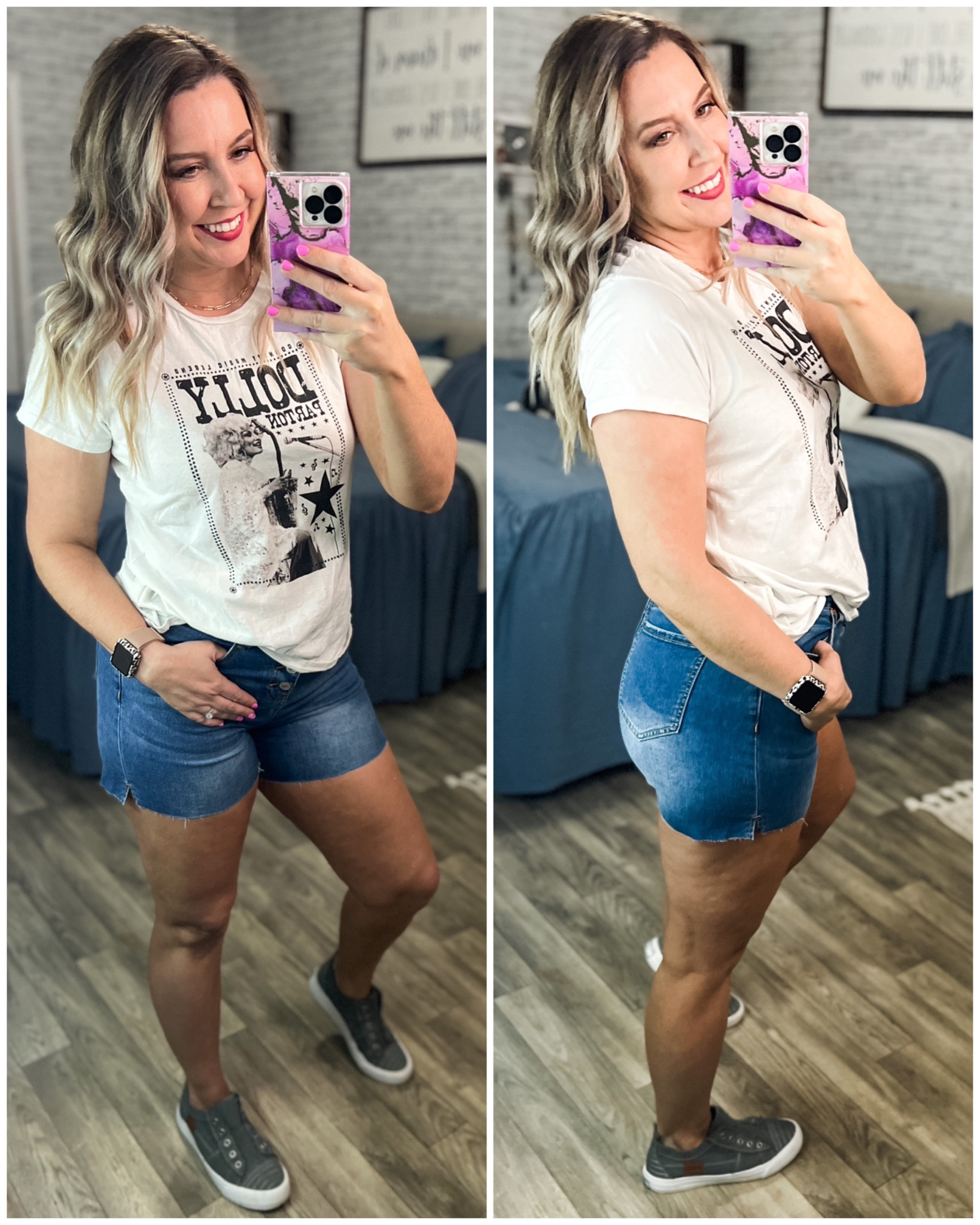 New code on my shorts that you all have been waiting on! I love these! The length is 4.7” which is great for us with long legs. 🤣 There’s also a rolled cuff option if you don’t like the raw hem. Size down from your normal size if you want them fitted as shown on me. I’m in the medium and normally wear a large in swimsuits/other shorts. Stay with your normal size if you want them more relaxed. I’m in the “C fresh bright blue”.