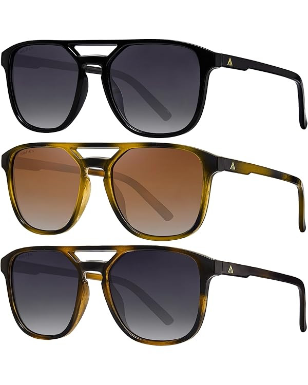 Arjien Polarized Aviator Sunglasses for Women Men UV400 Protection Trendy Sunglasses Double Bridg... | Amazon (US)