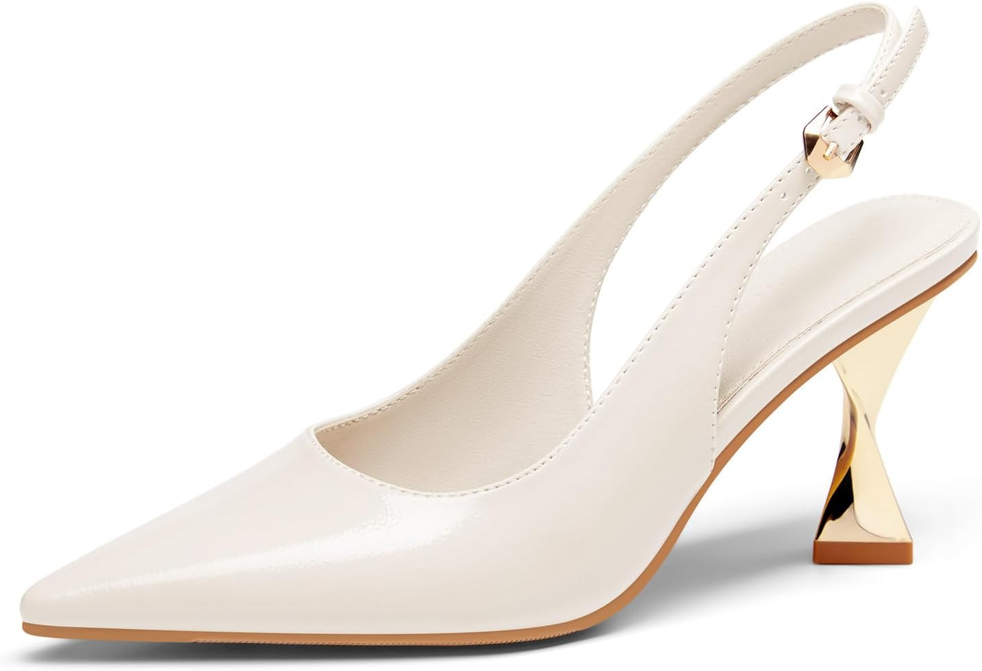 Coutgo Women's Kitten Heels Slingback Pointed Closed Toe Pumps Comfortable Dress Shoes for Work Wedding Party | Amazon (US)