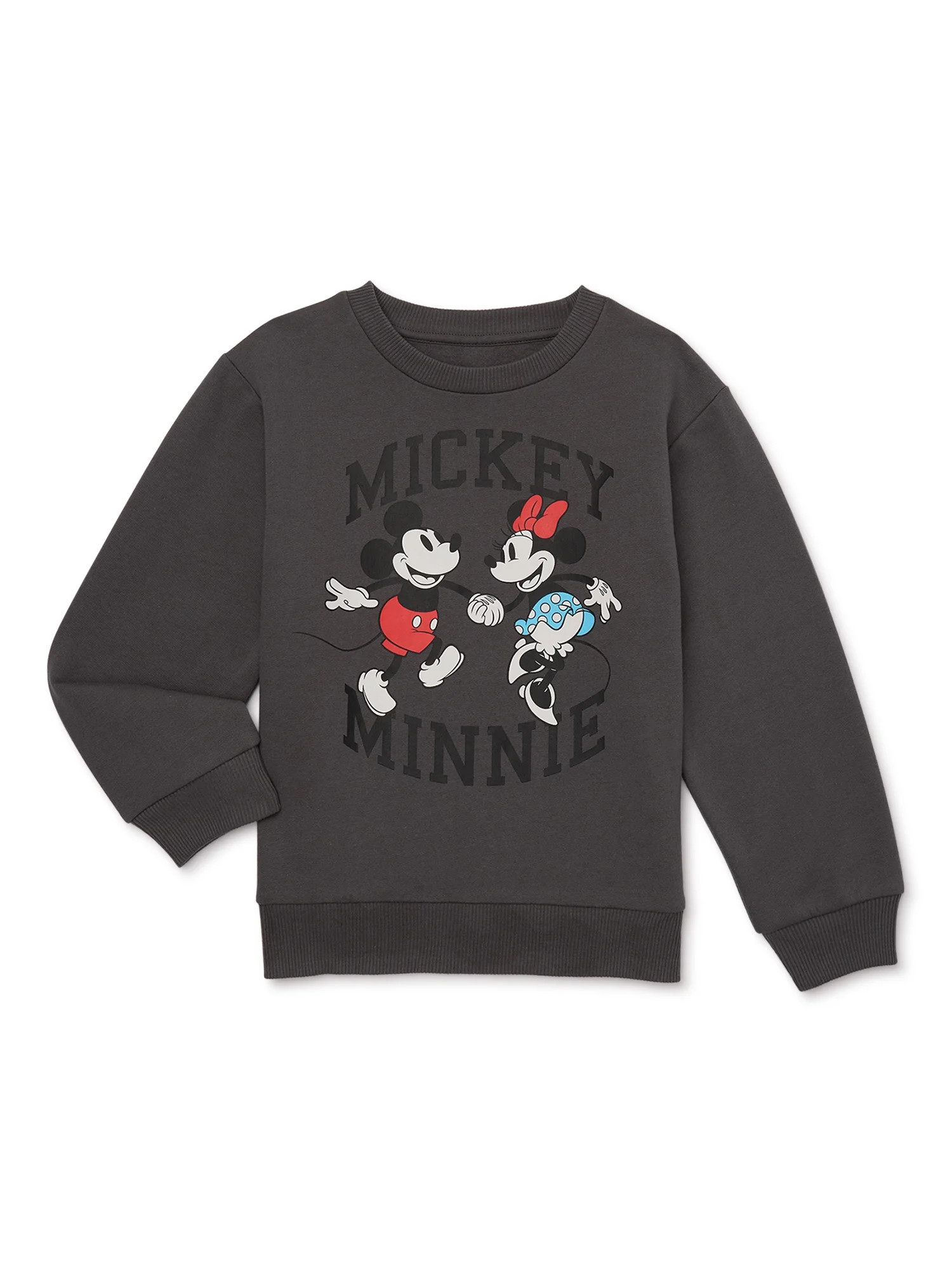 Disney Mickey and Minnie Mouse Girls Graphic Crewneck Fleece Sweatshirt, Size 4-16 | Walmart (US)