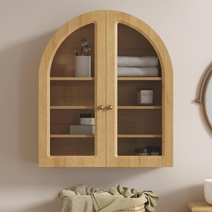 EYYTHUNG Arched Wall Cabinet, Large Bathroom Medicine Wall Mounted Cupboard, Farmhouse Floating S... | Amazon (US)