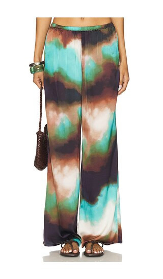 SEVEN WONDERS Vega Palazzo Pant in Teal,Brown. - size L | Revolve Clothing (Global)