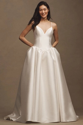 Jenny by Jenny Yoo Shay Mikado Basque-Waist Ball-Skirt Wedding Gown | Anthropologie (US)