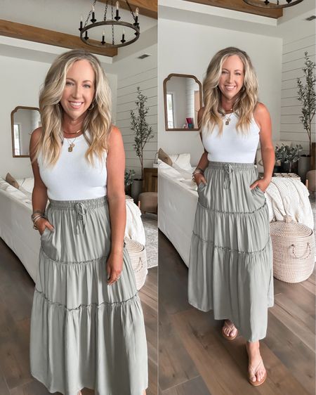 Walmart fashion, Walmart finds, green maxi skirt size small, spring outfit, summer outfit #walmartfashion #walmartpartner @walmartfashion

#LTKOver40 #LTKFindsUnder50