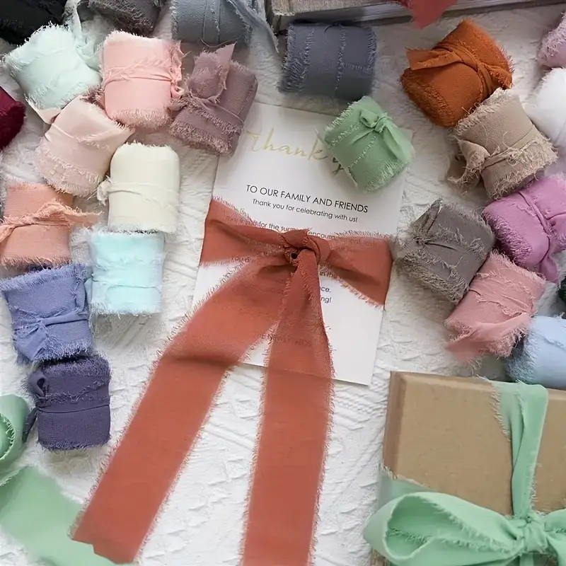 1pc Roll, 1.5inch*7yard Chiffon Silk Ribbon Handmade Frayed Edge Assorted Ribbons For Gift Wrappi... | Temu Affiliate Program