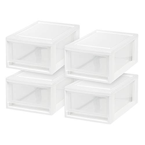 IRIS USA 6 Quart Compact Stacking Storage Drawer, Plastic Drawer Organizer with Clear Doors for Unde | Amazon (US)