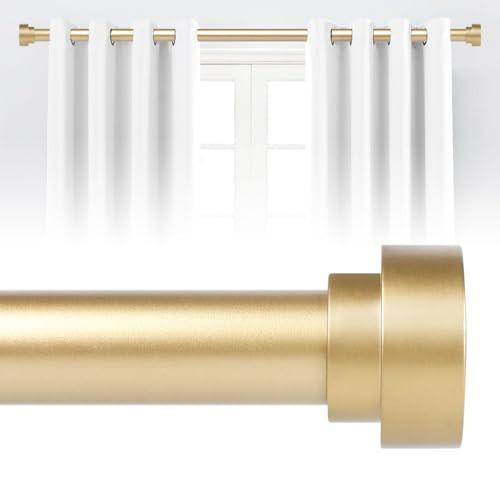 Gold Curtain Rods for Windows 30 to 42 Inch(2.5-3.5ft), 1 Inch Diameter Heavy Duty Curtain Rods, Adjustable Curtains Rod, Modern Decorative Drapery Rod, 30-42" Brass Gold | Amazon (US)
