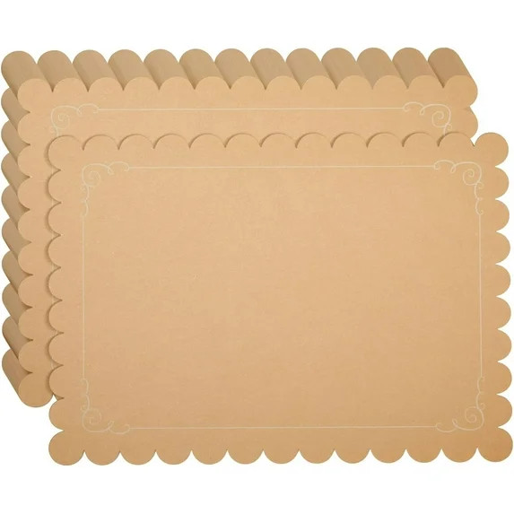 BZUEPRS 100 Pack Disposable Scalloped Kraft Paper Placemats for Dining Table, Party (Brown, 10x14... | Walmart (US)