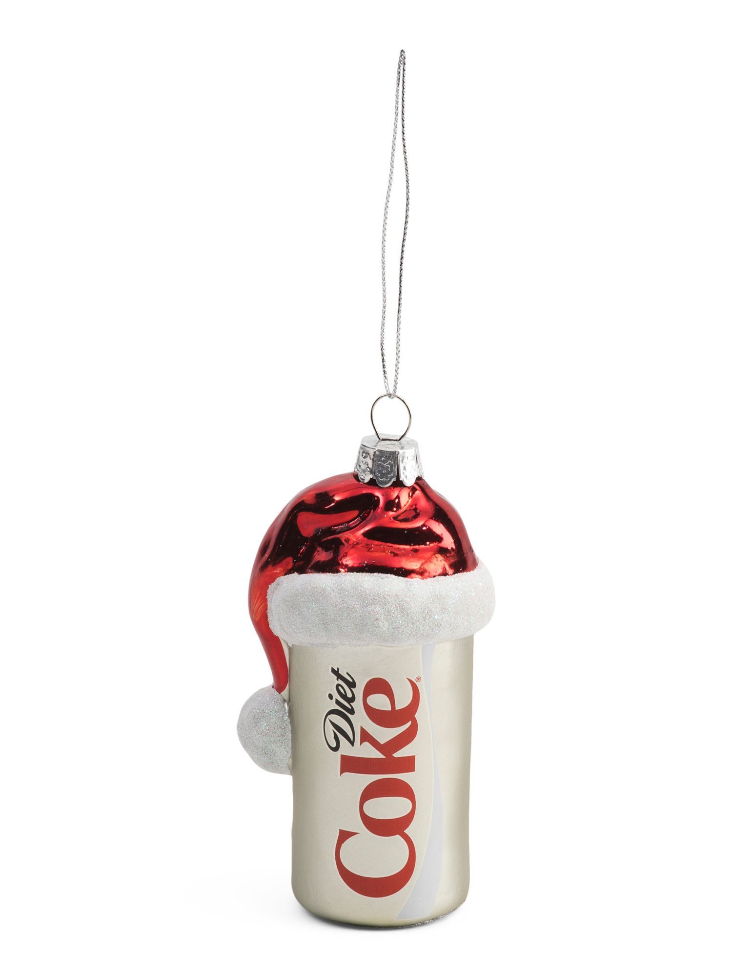4.5in Glass Diet Coke Can With Santa Hat | TJ Maxx
