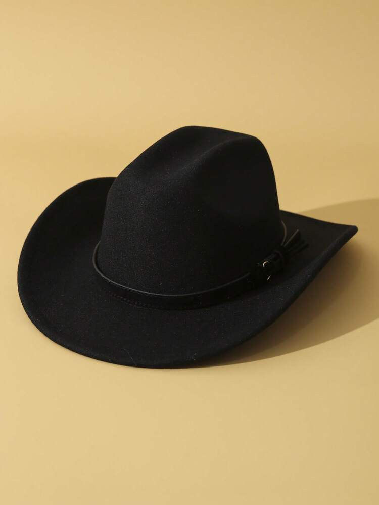 1pc Unisex Belt Decor Boho Ridge Cowgirl Hat Beach Hat Panama Hat Sun Hat Jazz Hat Cowboy Hat Soft Felt Hat Fedora Hat For Outdoor | SHEIN