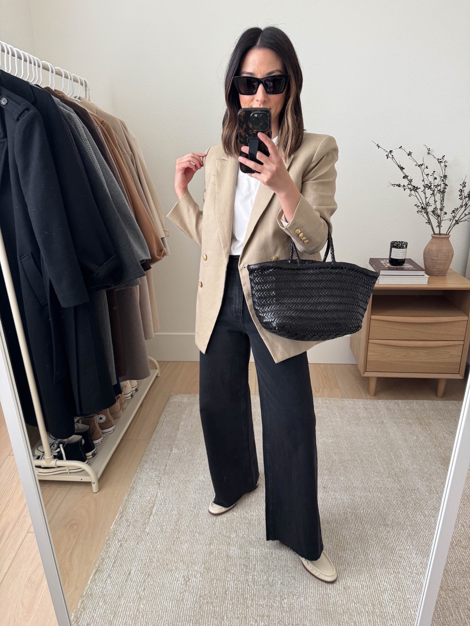 How to style wide legged full length jeans as a 5ft petite. Spring outfit ideas. 

J.Crew Linen blazer petite 4
Everlane medium
Gap Jeans 25 regular. Cut hems
Sam Edelman Loafers 5
YSL Sunglasses
Dragon Diffusion triple jump small

Petite style, spring outfits, spring style 

#LTKPetite #LTKSeasonal #LTKootd