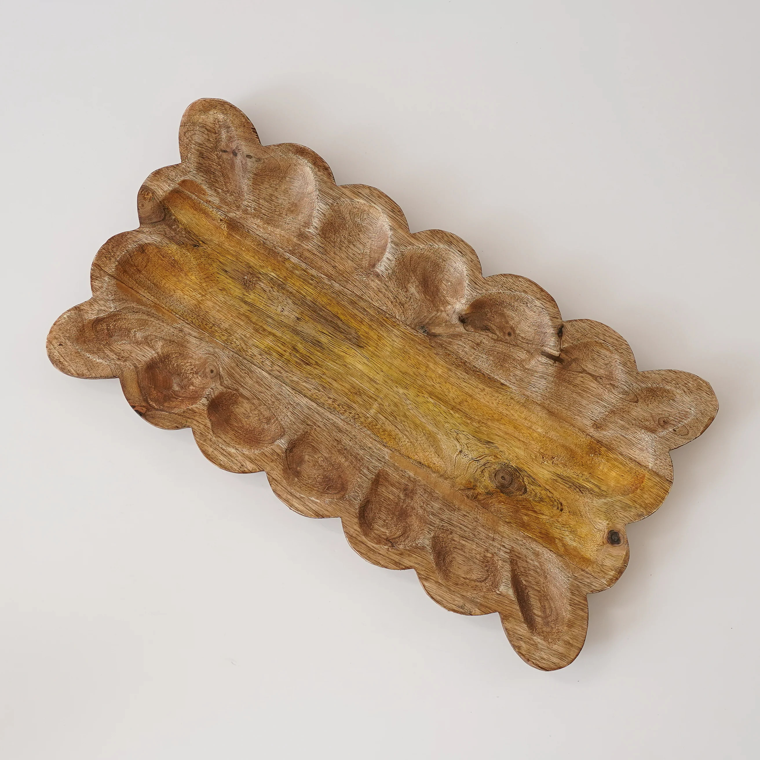 Careen Scalloped Wood Tray | MJHome