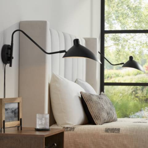 360 Lighting Colborne Black Angled Plug-In Swing Arm Wall Lamps Set of 2 - #565X4 | Lamps Plus | Lamps Plus