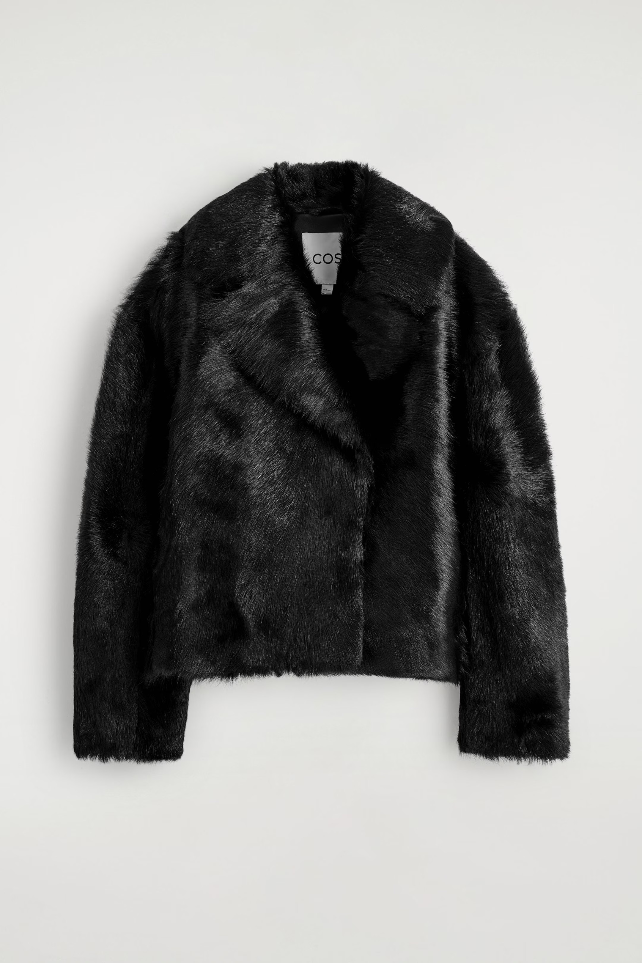 COLLARED PONY HAIR-EFFECT LEATHER JACKET - BLACK | COS GB | COS UK