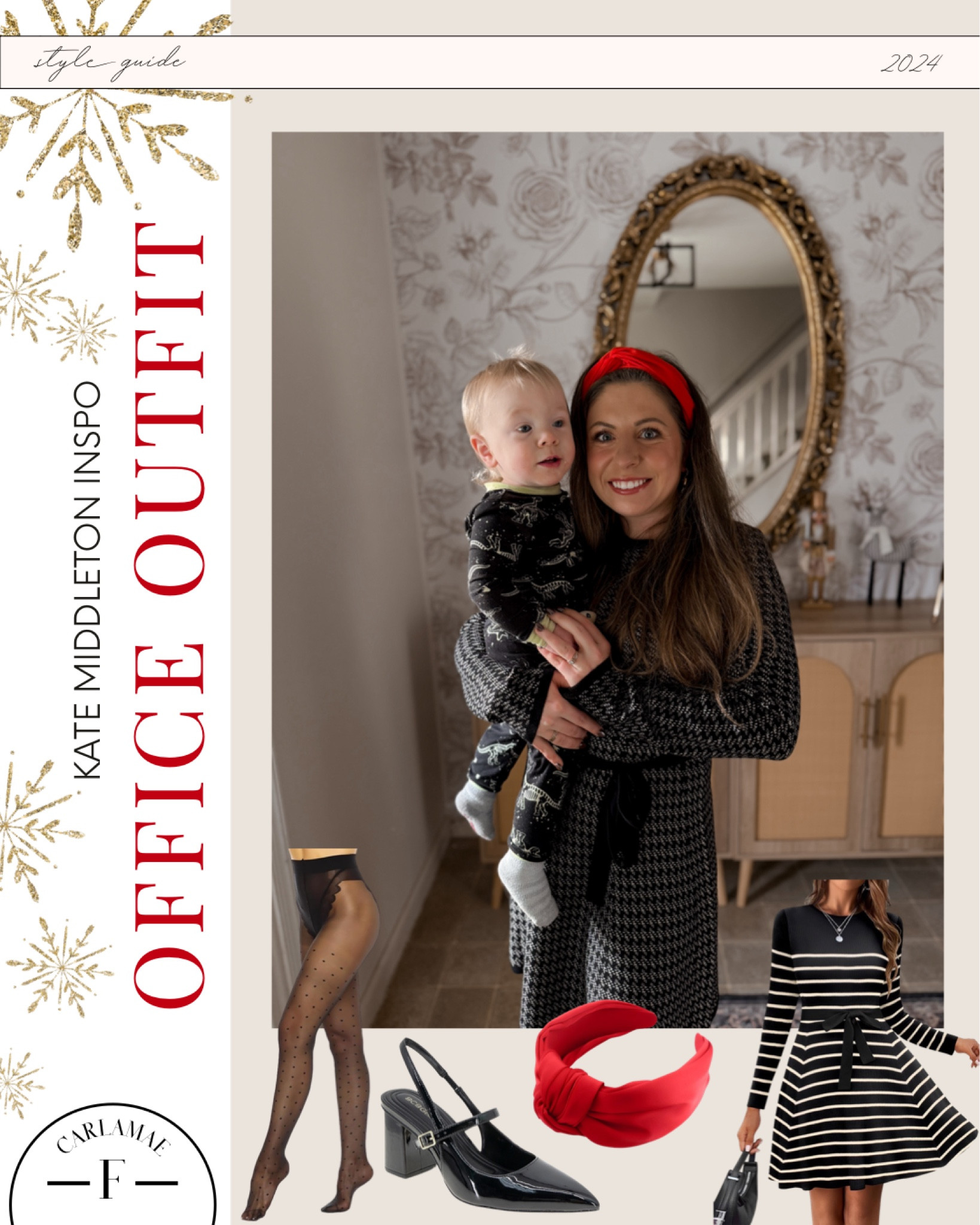 Kate Middleton inspired office outfit! 

Office dress, women’s workwear, holiday outfit, black heels, red headband, polka dot black tights, gold bow earrings, Amazon fashion, Amazon finds

#LTKWorkwear #LTKFindsUnder50 #LTKHoliday