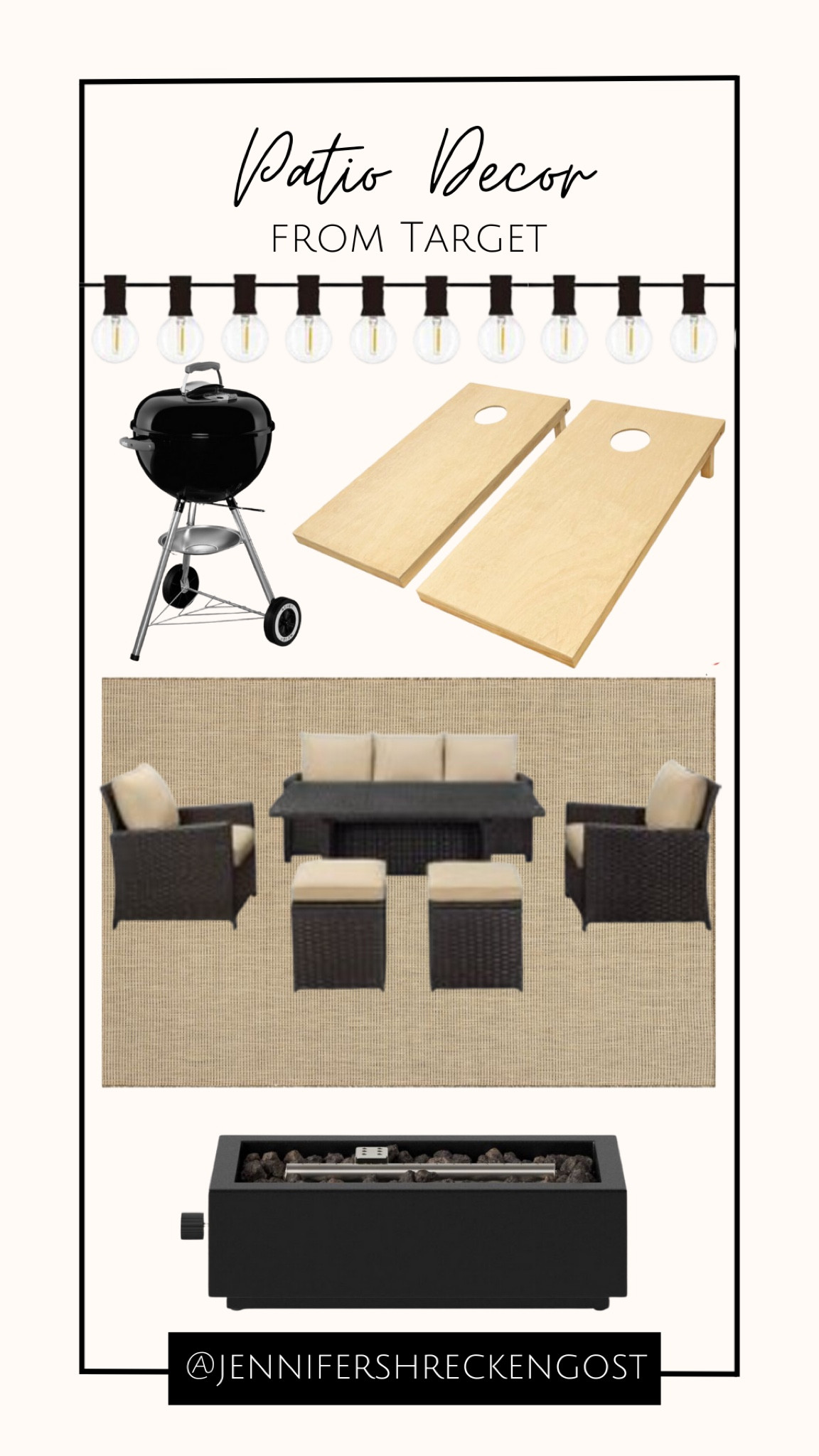 Target outdoor patio items! 

Items include a grill, corn hole set, outdoor rug, outdoor furniture set, and a fire pit. Target home, Target finds, Target outdoor finds, Target decor  

#LTKSeasonal #LTKFind #LTKhome