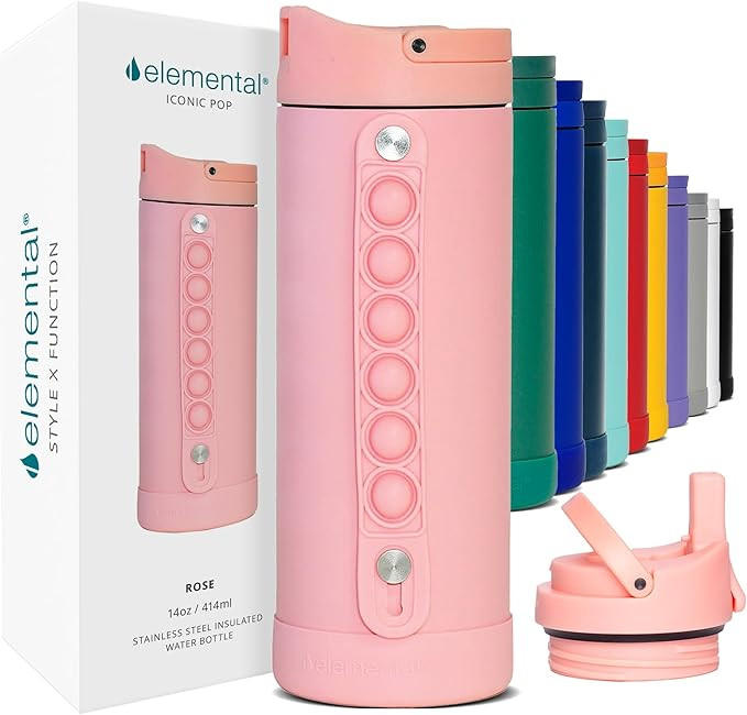 Elemental Iconic Kids Water Bottle for School - 100% Leak-Proof Insulated Water Bottles with Stra... | Amazon (US)