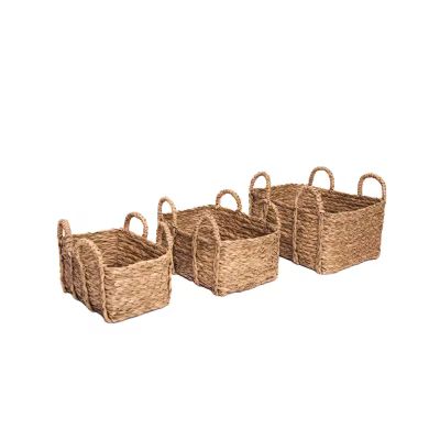 Baum Natural Rush Seagrass Set of 3 Decorative Storage Basket with Handles | JCPenney