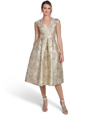 Jessica Howard Women's V-Neck Cap-Sleeve Midi Dress - Macy's | Macy's
