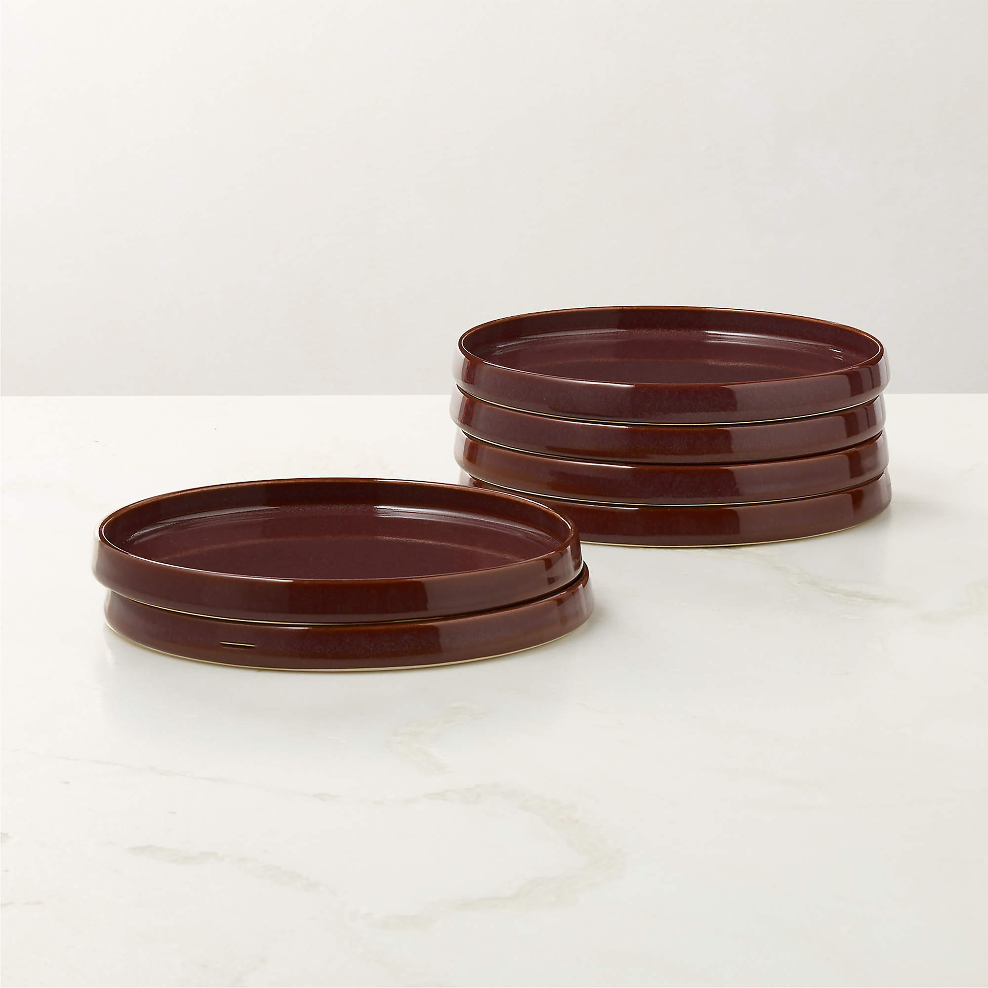 Prado Oxblood Salad Plates With Reactive Glaze Set of 6 + Reviews | CB2 | CB2