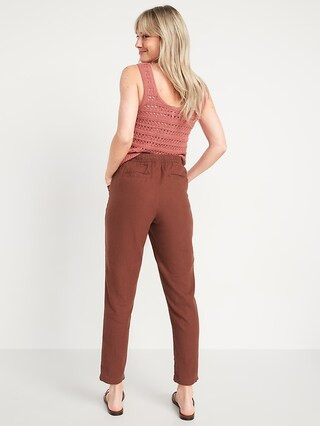High-Waisted Cropped Linen-Blend Pants for Women | Old Navy (US)