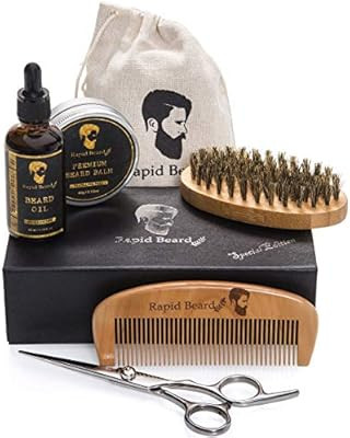 Beard Grooming & Trimming Kit for Men Care - Beard Brush, Beard Comb, Unscented Beard Oil Leave-i... | Amazon (US)