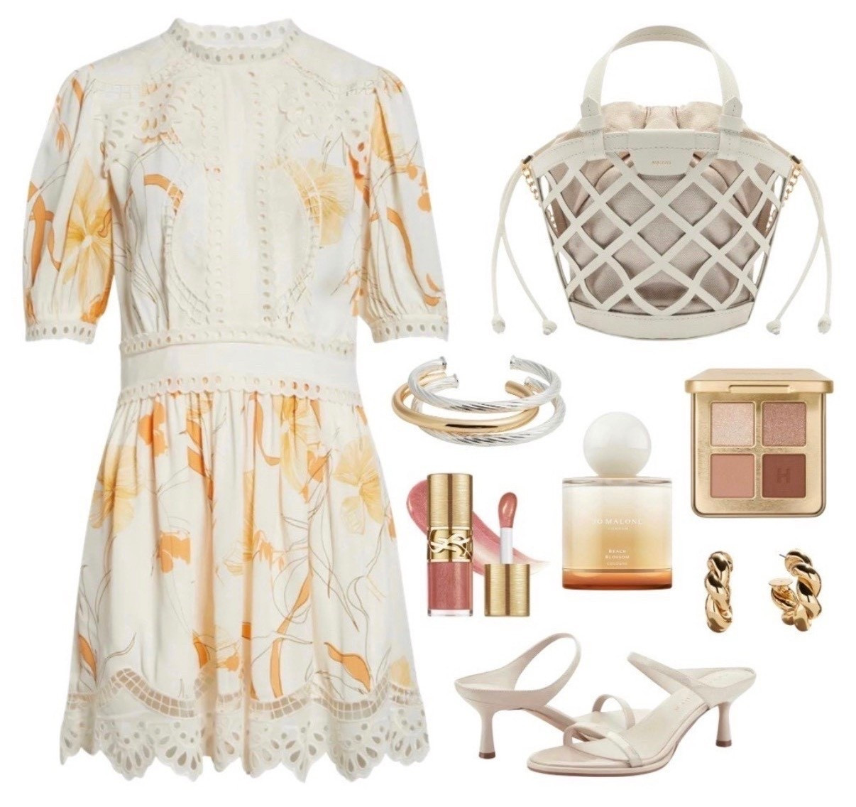 Summer outfit 
Spring outfit 
Floral dress
Dress
White bag
Bangles 
Spring outfit
Shower outfit 

#LTKSeasonal