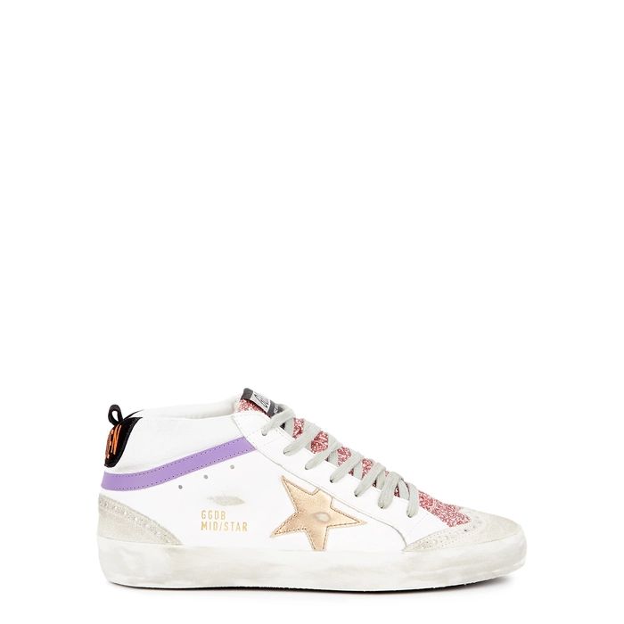 Golden Goose Deluxe Brand Mid Star White Distressed Leather Sneakers | Harvey Nichols (Global)