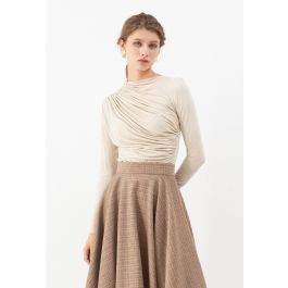 Ruched Long Sleeves Top in Cream | Chicwish