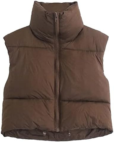 KEOMUD Women's Winter Crop Vest Lightweight Sleeveless Warm Outerwear Puffer Vest Padded Gilet | Amazon (US)