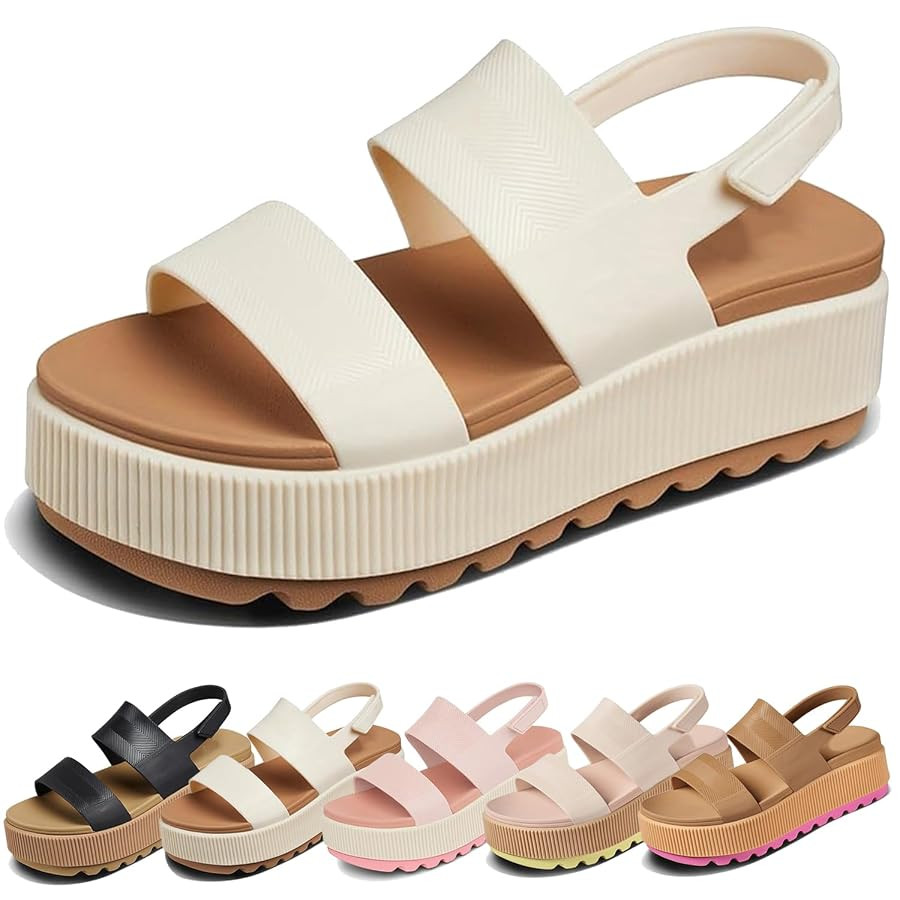Women's Comfortable Platform Sandals Casual Non Slip Fashion Popular Thick Soled Sandals Indoor O... | Amazon (US)
