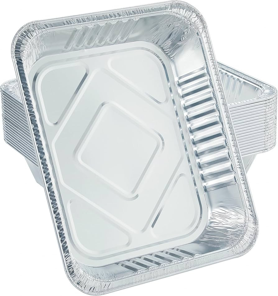 Aluminum Pans 9x13 Disposable Foil Pans (10 Pack) Half Size Deep Steam Table Pans Extra Thick for... | Amazon (US)