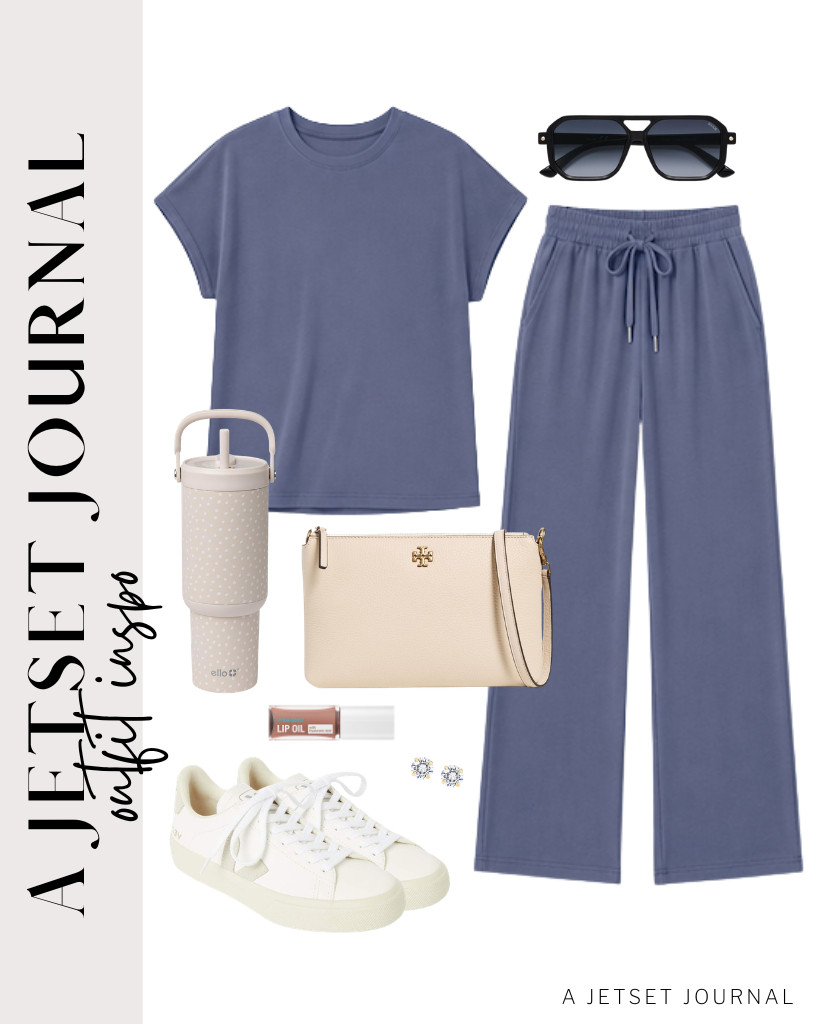 A blue lounge set from XIEERDUO is perfect for Veja Campo sneakers. You can add this Tory Burch crossbody bag and PAVOI stud earrings to this fit, then finish the look with Neutrogena tinted lip oil.

#LTKSeasonal #LTKSaleAlert #LTKTravel
 

 
